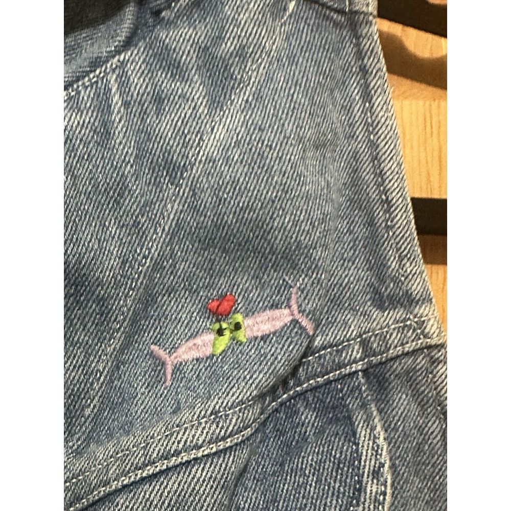 KALIFORNIA SPEED CONTROL Women's‎ Vintage Denim Dress w Embroidered Fish Sz 9-10 - Picture 5 of 6
